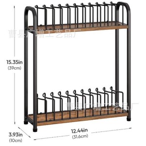 Wooden Desktop <b>Hat</b> Storage Rack Iron And Wood Combination Double Layer Baseball Cap Organizer For Desk Organization - Product Image 4
