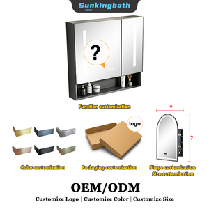 <span class=keywords><strong>Armoire</strong></span> de salle de bain murale grise moderne et abordable, meuble-lavabo étanche avec miroir pour projets hôteliers - Product Image 2