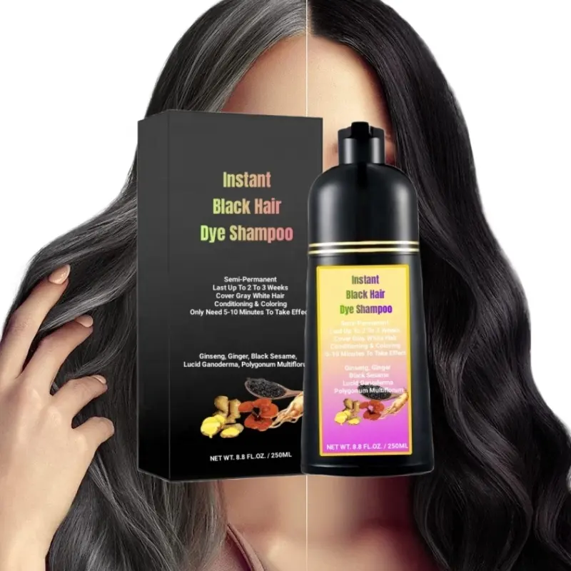 3 in 1 Instant Black Hair Dye Shampoo Semi-Permanent Last 3 Weeks Cover Gray White Hair Removal Coloring Shampoo With herbals