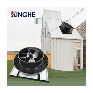 HVAC Roof Vent Heat Extractor Fan 50W 14'' Solar Hybrid Powered AC DC Exhaust Fan Tools 7-Blade Propeller Hot Air Axial Flow Fan