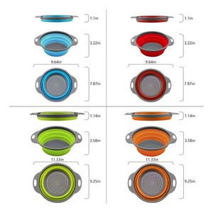 Juego de 2 coladores plegables de silicona con asa, cesta para lavar y escurrir frutas y verduras - Product Image 2