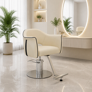 Modern Barber Salon <b>Chair</b> Adjustable Height Swivel Styling <b>Chair</b> Upholstered Beauty Seat for Hair Studio - Product Image 3