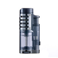 Briquet à injection directe en plastique transparent Allume-cigare à flamme bleue extérieure portable