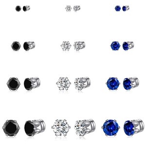 Wholesale Stainless Steel Magnetic Clip-On <b>Earrings</b> With Various Zircon Colors for Men & Women | Non <b>Piercing</b> Jewelry - Product Image 5