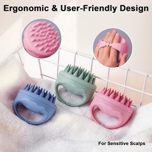 Women's Round <b>Scalp</b> Scrubber Hairbrush with Cushioned Silicone Bristles ABS Handle Custom Logo Hair Growth Exfoliator Vent <b>Brush</b> - Product Image 3