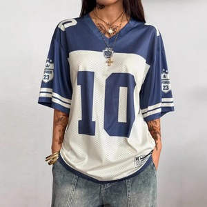 Camiseta Retro de Fútbol Americano para Mujer, Estilo Hip Hop, Holgada, Transpirable, de Manga Corta, Informal y a la Moda - Product Image 5