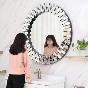 Espejo Decorativo <span class=keywords><strong>de</strong></span> Pared Redondo Biselado Europeo Moderno, Dorado y Pulido, 91x91cm - Product Image 5