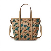 Sac fourre-tout rétro en polyester imprimé style ethnique avec fermeture éclair, grande capacité, pour femme, sac à bandoulière souple en liège, idéal pour les trajets quotidiens, nouveauté