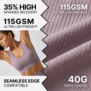 65% Nylon 35% Spandex 40G Tissu <span class=keywords><strong>en</strong></span> tricot côtelé vertical de haut calibre 115GSM Interlock ultra-extensible pour soutiens-gorge - Product Image 1