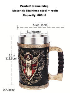 แก้วน้ำสแตนเลสสตีลลายกอธิคสุดแปลกตา สำหรับงานปาร์ตี้ ดีไซน์สร้างสรรค์ รูปทรงหัวกะโหลก 3 มิติ สไตล์พังก์ แก้ววิสกี้ แก้วน้ำลายเทวดาแห่งความตาย - Product Image 2