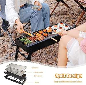 Ensemble <span class=keywords><strong>Barbecue</strong></span> Portable d'Extérieur Ignifuge en Acier à Charbon, Design Pliable en Fer pour Camping, Fêtes, Alimentation <span class=keywords><strong>Gaz</strong></span>, Emballage <span class=keywords><strong>Valise</strong></span> - Product Image 4