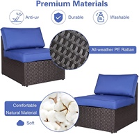 Conjunto de muebles de mimbre seccionales para exteriores, conjunto de sofá de mimbre para Patio, con cojines lavables y mesa de centro, 7 Uds.