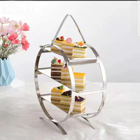 Présentoir rond de haute qualité en acier inoxydable, présentoir de Buffet d'hôtel de 3 niveaux, vente en gros, livraison gratuite