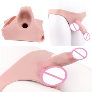 FAAK Hollow Strap on <b>Dildo</b> Penis Pants Realistic Soft Silicone Penis Panties Adults Sex Toys Wearable Hollow <b>Dildo</b> Penis for Men - Product Image 1