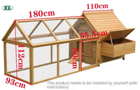 Grand poulailler extérieur en bois avec ouvre-porte métallique, nichoir pour petits animaux comme les canards, les lapins, les poulets, cage