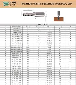 SRM PCD 6x15 kim cương chế biến gỗ thẳng <span class=keywords><strong>Router</strong></span> <span class=keywords><strong>bits</strong></span> 1 + 1 2 + 2 3 + 3 4 + 4 cho máy <span class=keywords><strong>CNC</strong></span> khoan tay - Product Image 5
