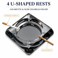 Cendrier carré en cristal à facettes avec 4 repose-cigares, logo personnalisé imprimé, 13cm 15cm 18cm 20cm, pour hôtel, cigares, cigarettes, cadeau, vente en gros, OEM