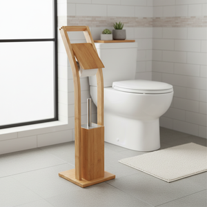 MSV MS541 - Set Portarotolo e Spazzola per WC in Bambù, Beige - Product Image 3