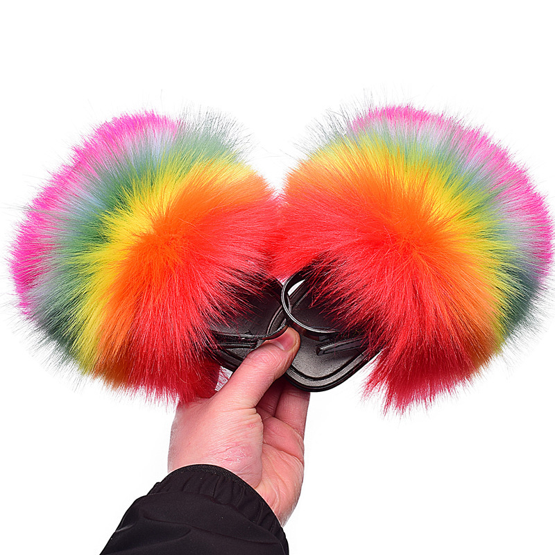 Оригинальные Лидер продаж, летние детские мягкие уличные разноцветные сандалии Happpy из пушистого лисьего меха