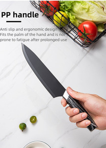 Ensemble de couteaux de chef professionnel <span class=keywords><strong>6</strong></span> pièces poignée en PP noir lames en acier inoxydable couteaux à viande tranchants cuisson marbrure revêtement antiadhésif - Product Image 4