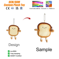 Fabricant de jouets en peluche, porte-clés mascotte en peluche mini pain grillé mignon personnalisé, jouets en peluche animaux personnalisés, vente en gros, jouet OEM personnalisé