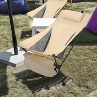 Chaise à bascule inclinable pliante de camping de chaise de lune à dossier haut de camp léger portatif avec 2 supports incurvés détachables