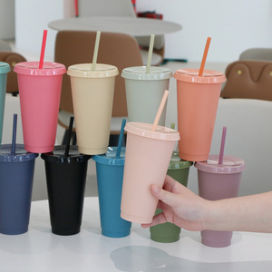 Gobelet en PP <span class=keywords><strong>de</strong></span> 700 ml (24 oz) grande capacité avec couvercle à clip, design tendance et créatif, logo disponible, pour café glacé et smoothies - Product Image 3