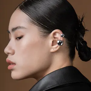 Fashion Jewelry Big Ball Punk Ear Cuff Clip On Earrings Gold Color Rock Pea Earings Without Piercing Wholesale EC191038