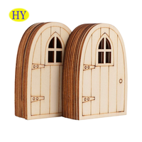 Dekorasi Miniatur dengan Ornamen Gigi Jendela Yang Belum Selesai DIY Kerajinan Rumah Boneka Pot Bunga Model Elf Taman Mini Pintu Peri Kayu