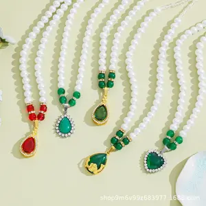 Kalung mutiara imitasi sintetis hadiah Hari Ibu kalung mutiara untuk memberikan ibu elegan tua semua warna cocok perhiasan