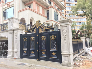 Puertas laterales de hierro forjado decorativas, accesorios de puerta de hierro forjado, último diseño de puerta <span class=keywords><strong>principal</strong></span> con rueda, abridor de puerta oscilante - Product Image 6