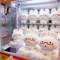 Peluche Lapin Blanc Kawaii, Animal en Peluche Mignon de Dessin Animé, Porte-clés Pendentif pour Machine à Pinces (Prémier Prix)