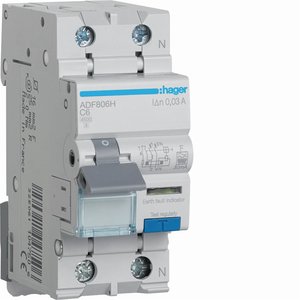 Compatibile con Hager Rcbo 1P+N 6A Tipo F 30mA Indicatore di Guasto a Terra 4500A Curva C - Product Image 1
