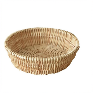 Cesta de Almacenamiento de Mimbre Tejida a Mano, Cesta Redonda de Mimbre para Alimentos, Bandeja Multifuncional para Aperitivos para Cocina y Hogar - Product Image 1
