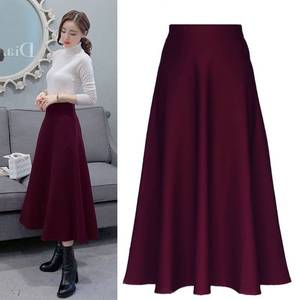 A-Line High Waist Midi Skirt Solid Color Mulberry Silk Women's Skirt Comfortable Spring Autumn Wear - Product Image 2