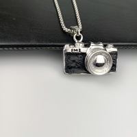 Mode Vintage Argent Couleur En Acier Inoxydable Bijoux Collier Mini Caméra Cachée Couple Saint Valentin Cadeau