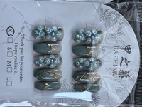 JIAZHIMU – Nouveauté : Faux ongles à presser faits main, motif fleur 3D, style français, amande fraîche, pour doigts – Vente flash