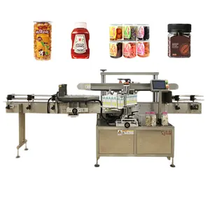 Venda quente Totalmente Automático Redonda Plana Quadrado Garrafa Enlatada Jar Double Side Adhesive Sticker Labeling Packing Machine