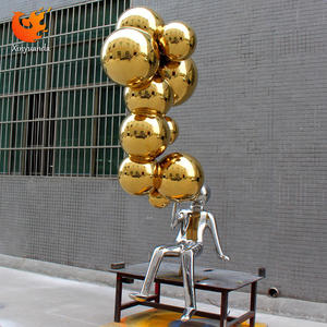 Custom Large Abstract Figure Blowing <b>Balloon</b> Sculpture Painted Stainless Steel Campus Shopping Mall Art Decoration Crafts - Product Image 1