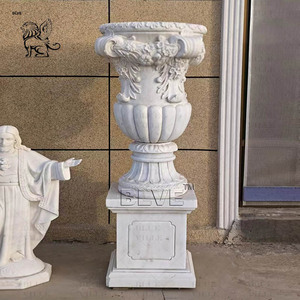 BLVE décoratif extérieur sculpté à la main Style occidental grand Vase classique granit naturel marbre jardin <span class=keywords><strong>pot</strong></span> <span class=keywords><strong>de</strong></span> <span class=keywords><strong>fleurs</strong></span> - Product Image 3