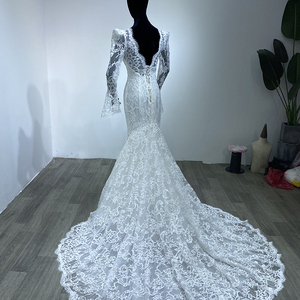 Vestido de Novia Sirena Sexy con Manga Larga y Espalda Descubierta para Mujer, Vestidos de Novia Boho, Modelo WM16 - Product Image 4