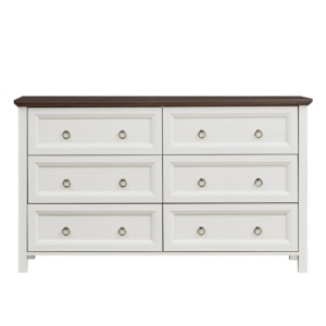 Farmhouse <b>6</b> <b>Drawer</b> Dresser Wood Rustic Wide Chest Storage Organizer for Bedroom Living Room - Product Image 2