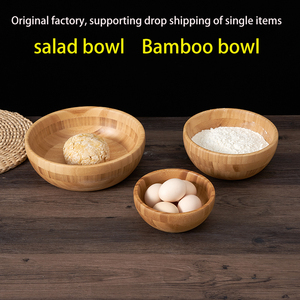 Bol à salade en bambou artisanal authentique de style Japandi, bol de service émaillé de qualité supérieure, durable et alimentairement sûr pour les hôtels et les restaurants - Product Image 3