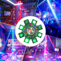 Projecteur de scène à tête mobile à huit bras, effet boule magique à lavage de couleur, 150W, avec télécommande, DMX 512, activé par le son, pour fêtes et clubs