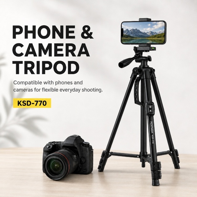 Portable 1.65M Lightweight Metal Extendable Tripod Camera Stand KSD-770 Phone Holder Camera Stable Tripod