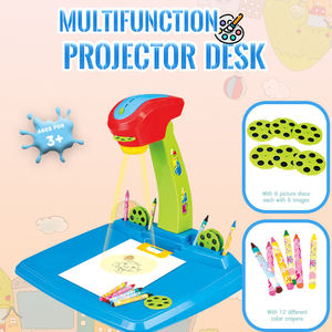 Table d'apprentissage à projection 3 en 1 avec 6 diapositives, 12 marqueurs, tableau de dessin et jouet d'écriture pour enfants, rose et bleu, cadeau - Product Image 6