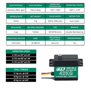 Ptk 8835 mg-D 42kg perfil bajo <span class=keywords><strong>servo</strong></span> kỹ thuật số RC 1/10 engranaje de kim loại de 180 grados HV <span class=keywords><strong>servo</strong></span> de Alto mô-men xoắn nhà máy tự làm - Product Image 3