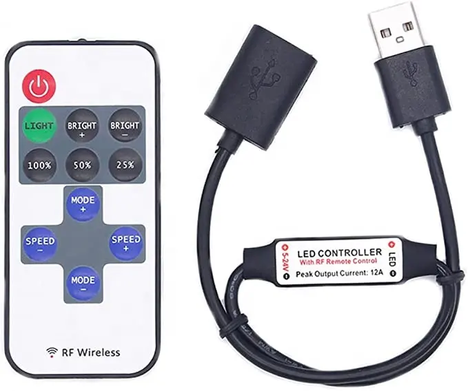 11 키 LED 스트립 컨트롤러 미니 조광기 RF 원격 5V USB 인터페이스 컨트롤러 5050/2835 단일 색상 LED 스트립