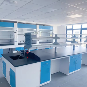 Laboratorium-Eilandtafels Met Gemonteerde Planken Drugsinspectie Laboratoriumbanken Laboratoriummeubilair - Product Image 1