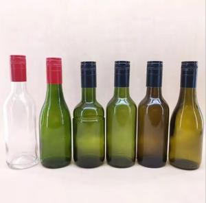 <b>Mini</b> Glass Wine Bottles 187ML Round Clear Green Brown With Screw Cap For Wine Storage - Product Image 3